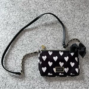 Betsey Johnson | Crossbody Black and White Purse with Heart Details